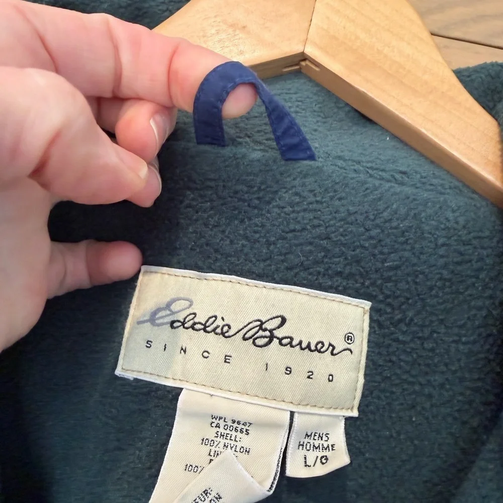 Vintage Eddie Bauer Men's Bomber Style Fleece Lined Zipper Jacket Pockets / LG